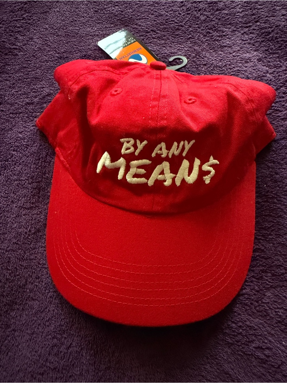 Red 'By Any Means' Embroidered Cap